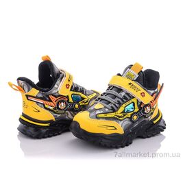 Фотография Кроссовки детские модные зима A211S yellow (12 пар р.21-26) "Мир" недорого оптом от прямого поставщика