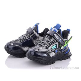 Фотография Кроссовки детские модные зима A211S black-blue (12 пар р.21-26) "Мир" недорого оптом от прямого поставщика