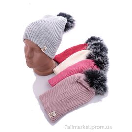 Фотография Женская шапка Зима YB50 mix флис (5 шт. р.сетка 50-54) "Red Hat" недорого оптом от прямого поставщика