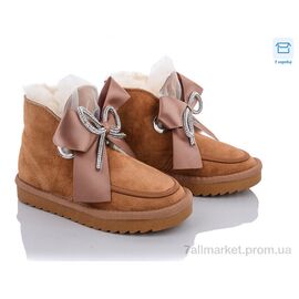 Уггі дитячі утеплені Зима L5655 рудий бант (10 пар р.27-36) "КалориЯ" недорого оптом від прямого постачальника