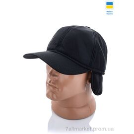 Кепка для чоловіків Зима Кепка чол.плащівка з вухами чорний (5 шт. р.сітка56-60) "VIOLA" недорого оптом від прямого постачальника