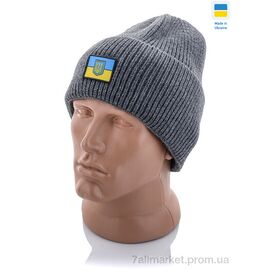 Шапка чоловіча Зима Шапка чол. на флісі з прапором України сірий (5 шт. р.сіткаOne size) "VIOLA" недорого оптом від прямого постачальника