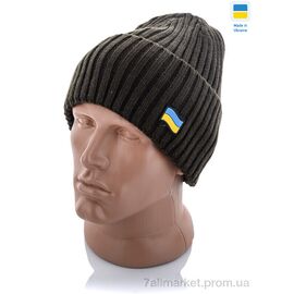 Шапка чоловіча Зима Шапка чол. на флісі з прапором України т.зелений (5 шт. р.сіткаOne size) "VIOLA" недорого оптом від прямого постачальника