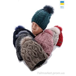 Фотография Женская шапка Зима Шапка жін. з бубоном фліс 004 mix (5 шт. р.сетка One size) "VIOLA" недорого оптом от прямого поставщика
