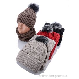 Фотография Женская шапка Зима Комплект жіночих шапок та баф. mix (2 шт. р.сетка one-size) "VIOLA" недорого оптом от прямого поставщика