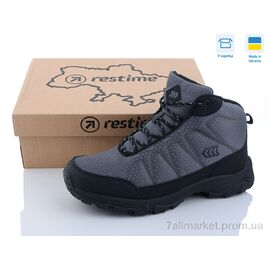 Черевики чоловічі стильні Зима PMZ23566 d.grey-black (8 пар р.41-45) "Restime" недорого оптом від прямого постачальника