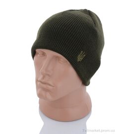 Шапка чоловіча Зима Шапка в'язана з вишивкою тризуб фліс green (5 шт. р.сіткаOne size) "VIOLA" недорого оптом від прямого постачальника