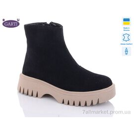 Черевики жіночі стильні Зима 6722 чорний замш-беж хутро (6 пар р.36-40) "Garti" недорого оптом від прямого постачальника