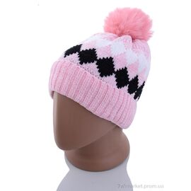 Шапка дитяча Зима KA182-1 pink травка (5 шт. р.сітка50-54) "Red Hat" недорого оптом від прямого постачальника