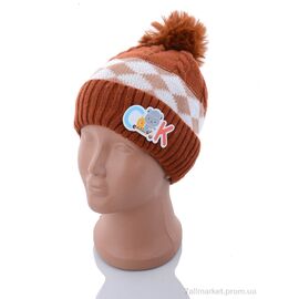 Шапка дитяча Зима KA185-6 brown травка (5 шт. р.сітка46-50) "Red Hat" недорого оптом від прямого постачальника