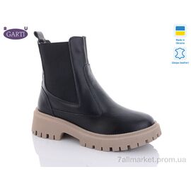 Черевики жіночі стильні Зима 361 шкіра чорно-беж хутро (6 пар р.36-40) "Garti" недорого оптом від прямого постачальника