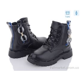 Фотография Ботинки детские удобные зима 2102B black/blue (8 пар р.32-37) "Obuvok" недорого оптом от прямого поставщика