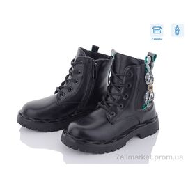 Черевики дитячі зручні Зима 2102B black/green (8 пар р.32-37) "Obuvok" недорого оптом від прямого постачальника