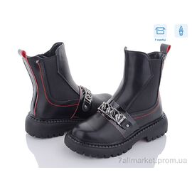 Черевики дитячі зручні Зима 2107B black/red (8 пар р.32-37) "Obuvok" недорого оптом від прямого постачальника