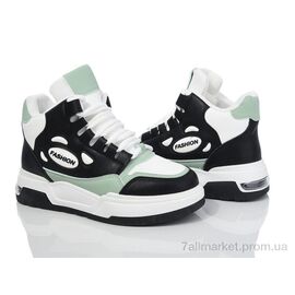 Кросівки жіночі модні Зима 177-35 white-black-green (8 пар р.36-41) "Violeta" недорого оптом від прямого постачальника