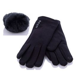 Фотография Перчатки утеплённые женские 004 black трикотаж мех р.6.5-8.5 "Serj" недорого оптом от прямого поставщика