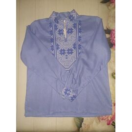 Фотография Вышиванка детская на мальчика 066 l.blue р.110-134 "Кузя" недорого оптом от прямого поставщика