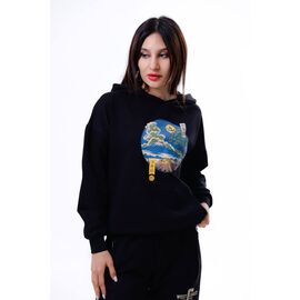 Фотография Худи женское 2208 black р.44-52 "Samo" недорого оптом от прямого поставщика