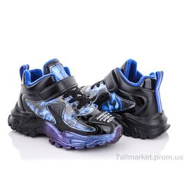 Фотография Кроссовки детские модные Весна/осень A2032 black-blue (10 пар р.27-31) "SANLIN" недорого оптом от прямого поставщика