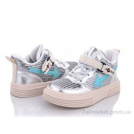 Фотография Кроссовки детские модные Весна/осень A2027 silver (6 пар р.32-37) "SANLIN" недорого оптом от прямого поставщика