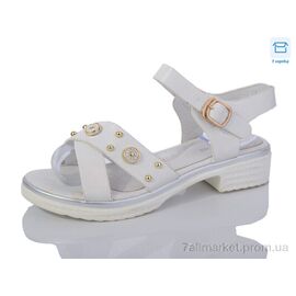 Фотография Босоножки детские летние Лето 1-7560 silver (16 пар р.32-37) "SANLIN" недорого оптом от прямого поставщика
