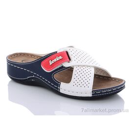 Фотография Шлепки женские облегченные Лето 404 white-blue (6 пар р.37-41) "Sali-2" недорого оптом от прямого поставщика
