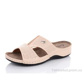 Фотография Шлепки женские облегченные Лето L411 бежевий (6 пар р.37-41) "Sali-2" недорого оптом от прямого поставщика