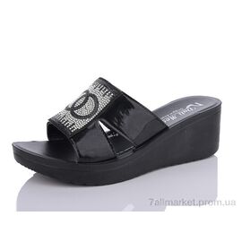 Фотография Шлепки женские облегченные Лето 0970B lak black (6 пар р.36-40) "Sali-2" недорого оптом от прямого поставщика