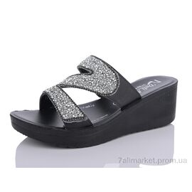Фотография Шлепки женские облегченные Лето 0980 black-silver (6 пар р.36-40) "Sali-2" недорого оптом от прямого поставщика