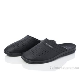 Шльопанці чоловічі пляжні Весна/осінь UNQ кож-зам чорний (6 пар р.40-44) "Inblue" недорого оптом від прямого постачальника