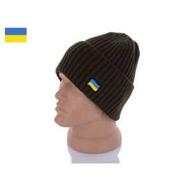 Шапка чоловіча зимова Шапка з флагом т.зелений р.56-60 "Viola" недорого оптом від прямого постачальника