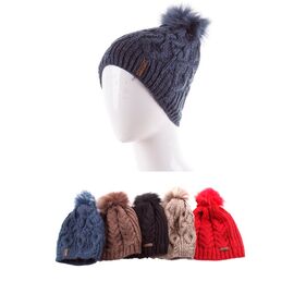 Шапка зимова жіноча 32 бубон нат мех флис микс р.One size "Viola" недорого оптом від прямого постачальника