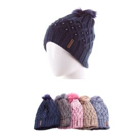 Шапка зимова жіноча 35 бубон нат мех флис микс р.One size "Viola" недорого оптом від прямого постачальника