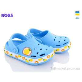 Фотография Кроксы детские летние Лето Dago 330-1 блакитний ананас (8 пар р.25-32) "Roks" недорого оптом от прямого поставщика