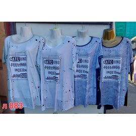 Фотография Футболка женская L883 mix р.56-60 "VICTORY" недорого оптом от прямого поставщика