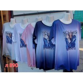 Фотография Футболка женская L890 mix р.54-60 "VICTORY" недорого оптом от прямого поставщика