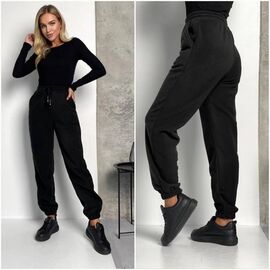Штани спортивні жіночі теплі 3307 black р.S-XL "VICTORY" недорого оптом від прямого постачальника