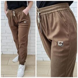 Штани спортивні жіночі теплі BDX677-4 brown р.4XL-6XL "VICTORY" недорого оптом від прямого постачальника