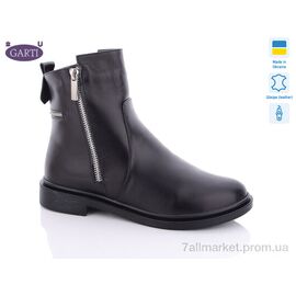 Черевики жіночі стильні Весна/осінь 507 чорна шкіра байка (6 пар р.36-40) "Garti" недорого оптом від прямого постачальника