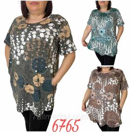 Фотография Туника женская летняя, полу-батал размеры XL-6XL(цв.микс) "NICOLAS" недорого от прямого поставщика