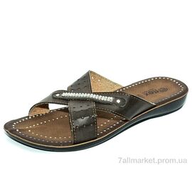 Фотография Шлепки женские облегченные Лето Ж036 коричневый (6 пар р.36-40) "Waldem" недорого оптом от прямого поставщика