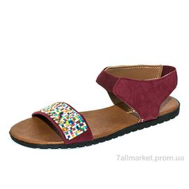 Фотография Босоножки женские летние Лето Ж054Б бордовый (8 пар р.36-40) "Waldem" недорого оптом от прямого поставщика