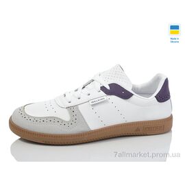 Фотография Кроссовки женские модные Весна/осень AB720-4 білий-фіол (8 пар р.36-40) "DeMur" недорого оптом от прямого поставщика