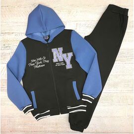 Фотография Костюм детский спортивный тёплый на мальчика 2319 black-l.blue р.158-176 "LIMA SPORT" недорого оптом от прямого поставщика