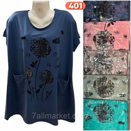 Фотография Туника женская летняя с карманами/батал размеры 5XL-8XL (цв.микс) "STELLA" недорого от прямого поставщика