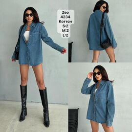 Фотография Рубашка женская 4234 blue р.S-L "Ruxa" недорого оптом от прямого поставщика