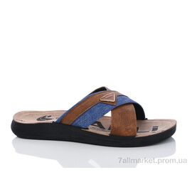 Шльопанці чоловічі пляжні Літо 51-25 коричневий (6 пар р.40-45) "Oscar" недорого оптом від прямого постачальника