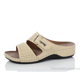 Фотография Шлепки женские облегченные Лето 416 beige (6 пар р.37-41) "Sali-2" недорого оптом от прямого поставщика