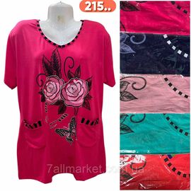 Туніка жіноча літня з кишенями/напівбатал розміри 3XL-6XL (кв.мікс) "STELLA" недорого від прямого постачальника