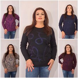 Фотография Свитер женский 1995 mix р.50-54 "ITALIA" недорого оптом от прямого поставщика